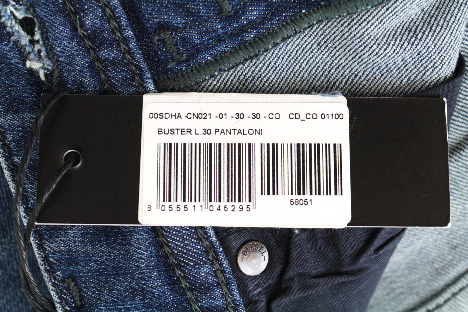 DIESEL Buster CN021 Men Jeans W30/L30 Mid-Blue Distressed Slim Taper Buttoned