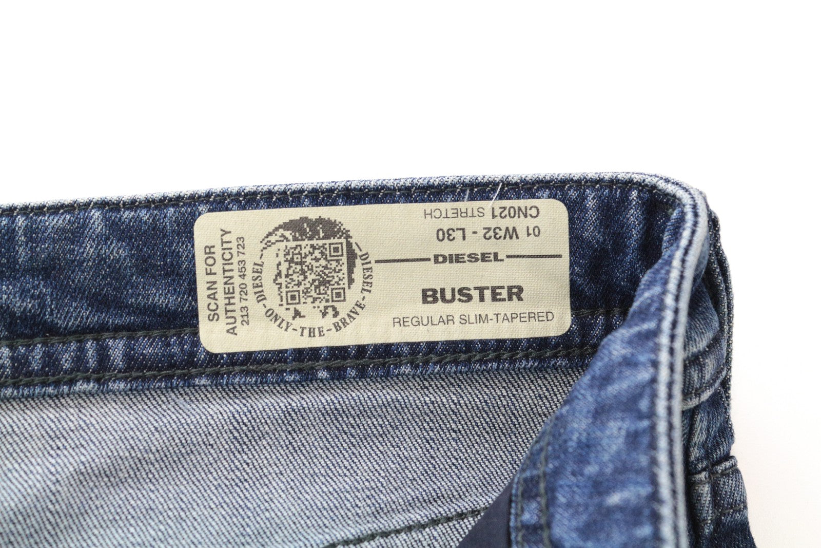 DIESEL Buster CN021 Men Jeans W32/L20 Distressed Slim Tapered Fit Stretch Blue