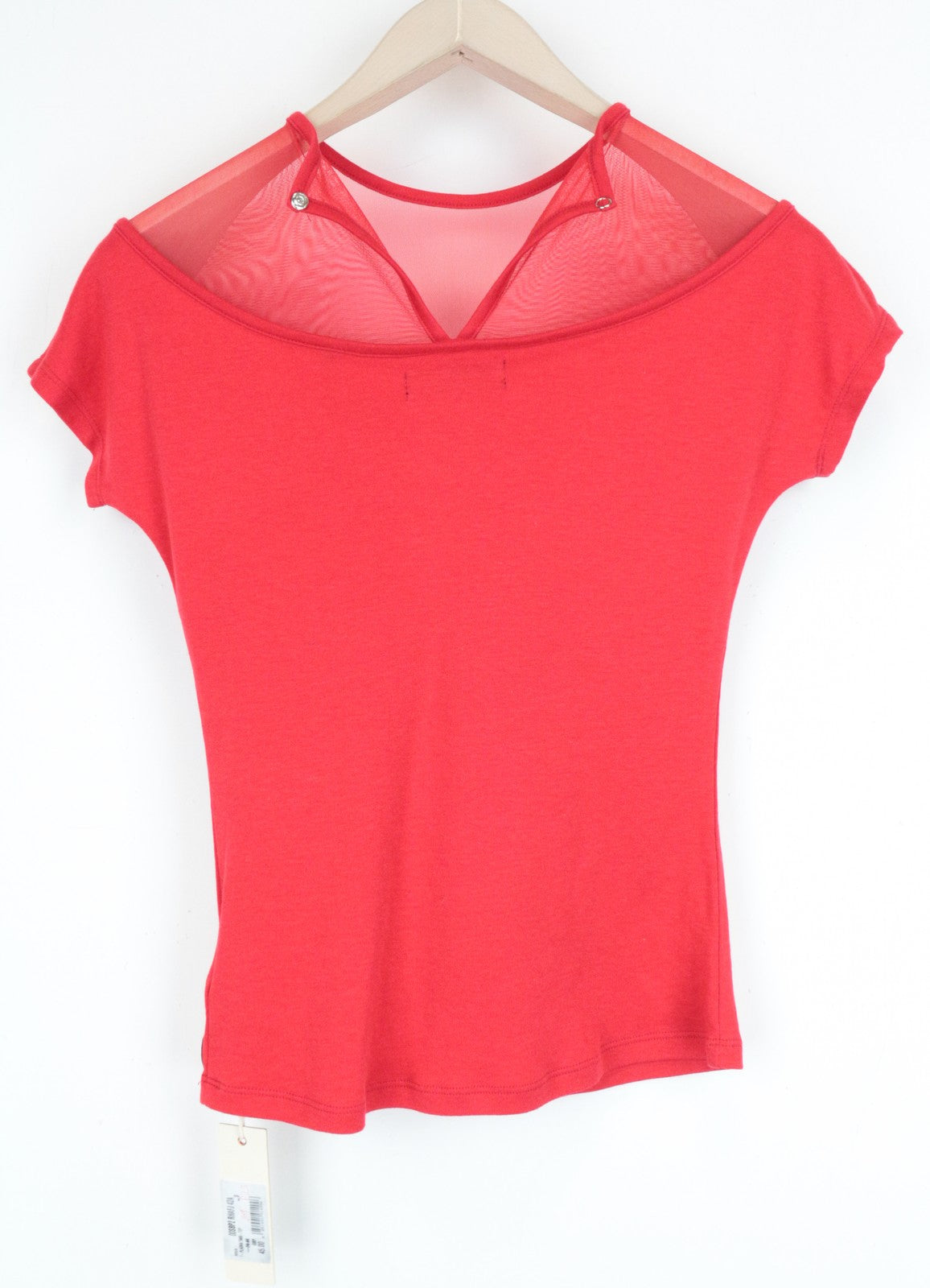 DIESEL T-Plasma Women Top S Red Mesh Cotton Breathable Stretch Lightweight