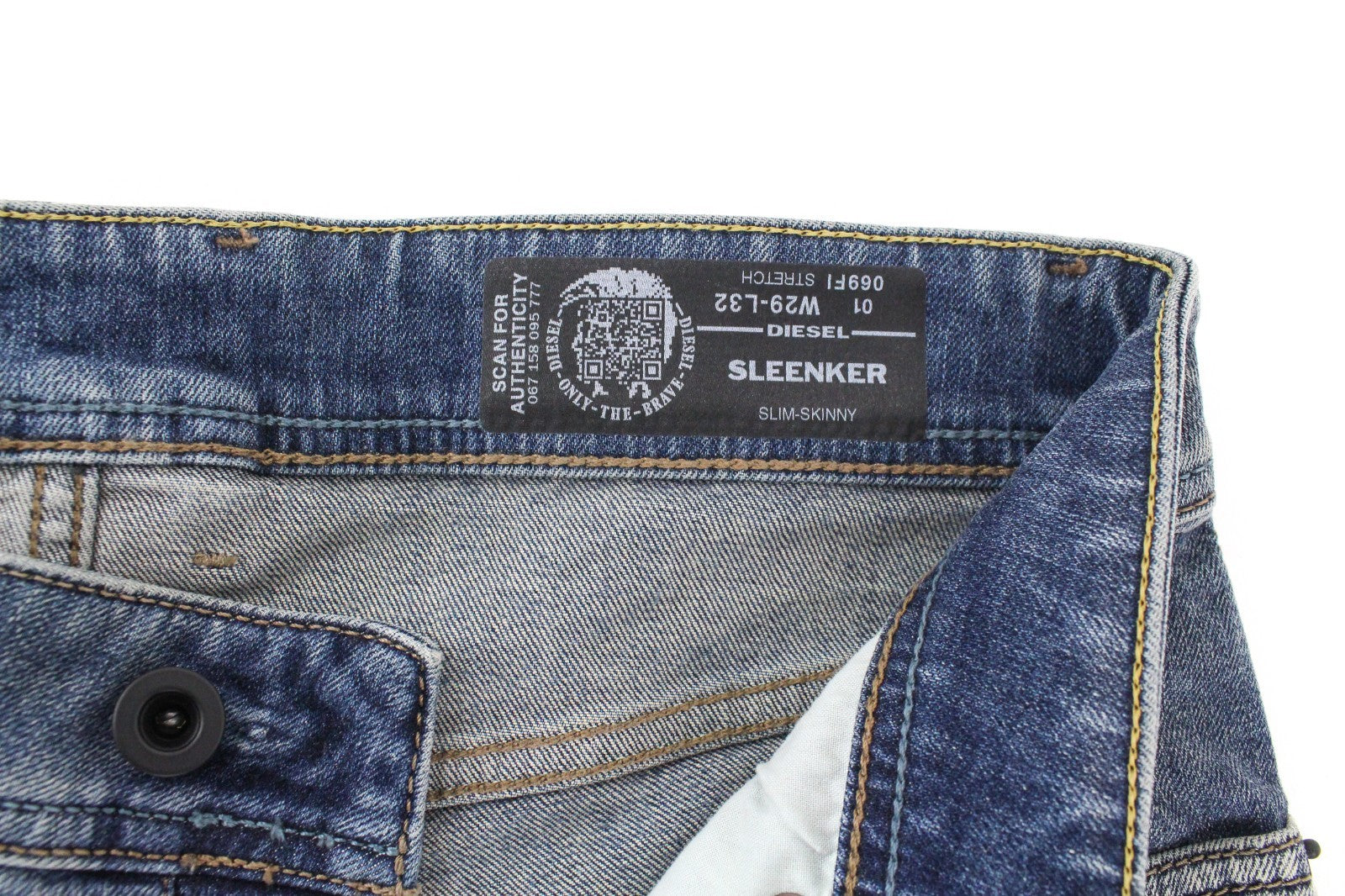 DIESEL Sleenker 069FI Men Jeans W29/L32 Slim Skinny Cotton Stretch Blue Wash