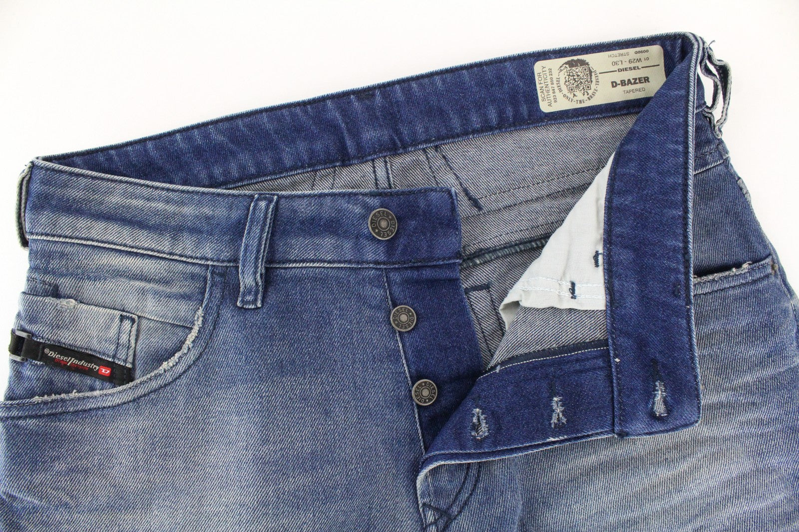 DIESEL D-Bazer 0090D Men Jeans W29/L30 Tapered Fit 5-Pocket Cotton Stretch Blue