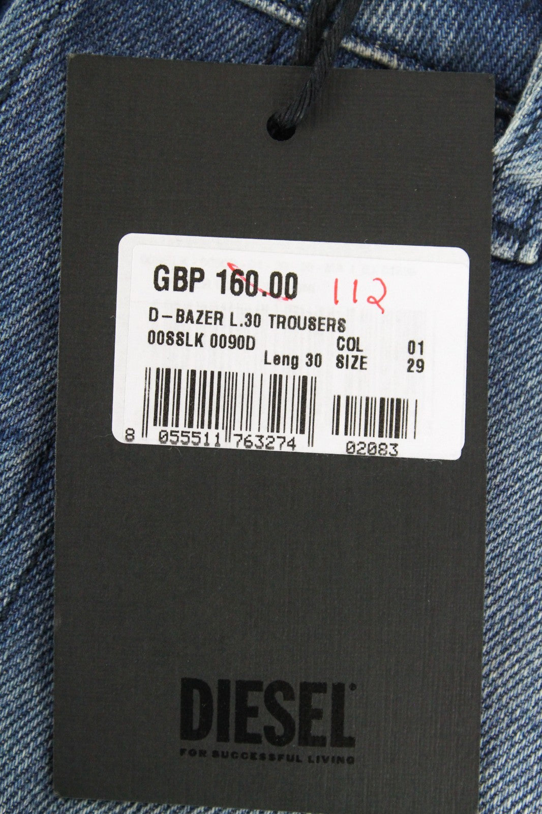 DIESEL D-Bazer 0090D Men Jeans W29/L30 Tapered Fit 5-Pocket Cotton Stretch Blue