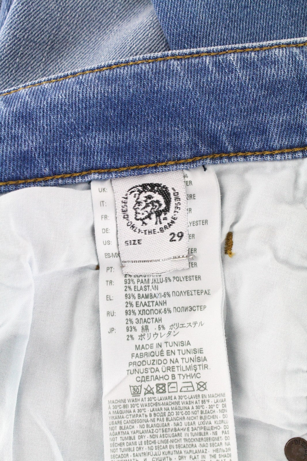 DIESEL D-Bazer 087AQ Men Jeans W29/L32 Taper Fit Cotton Stretch Light Blue