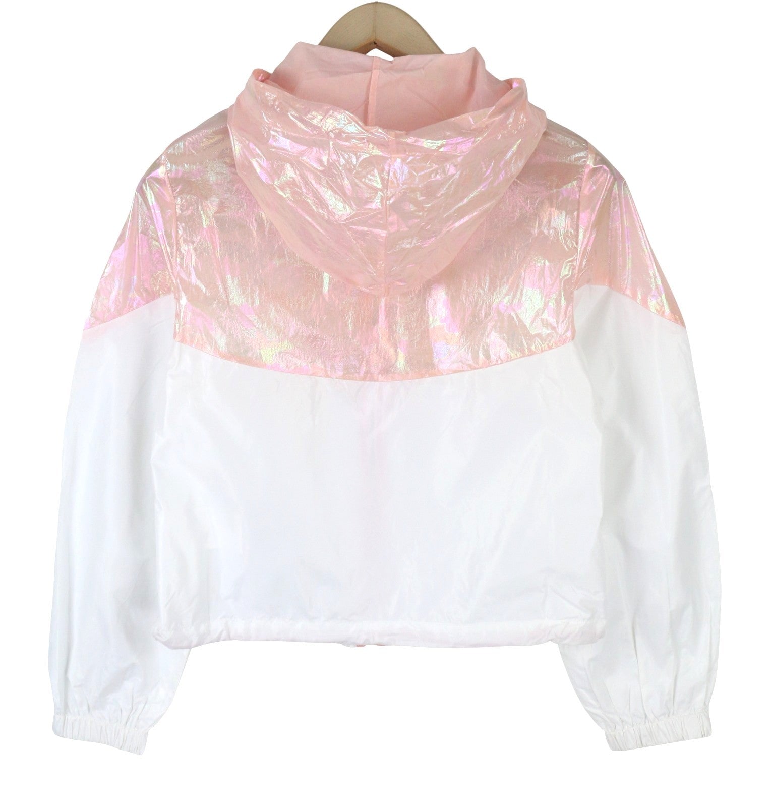 MYMO Athlsr Women Jacket XS Pink White Holographic Hooded Zip Lightweight