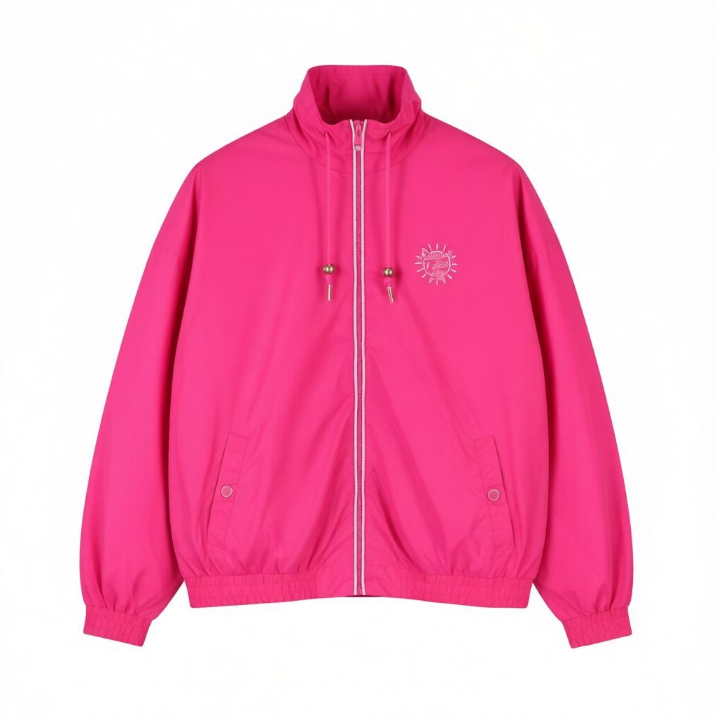 MYMO Women Jacket S Pink Mesh Lined High Neck Pocket Detail Lightweight