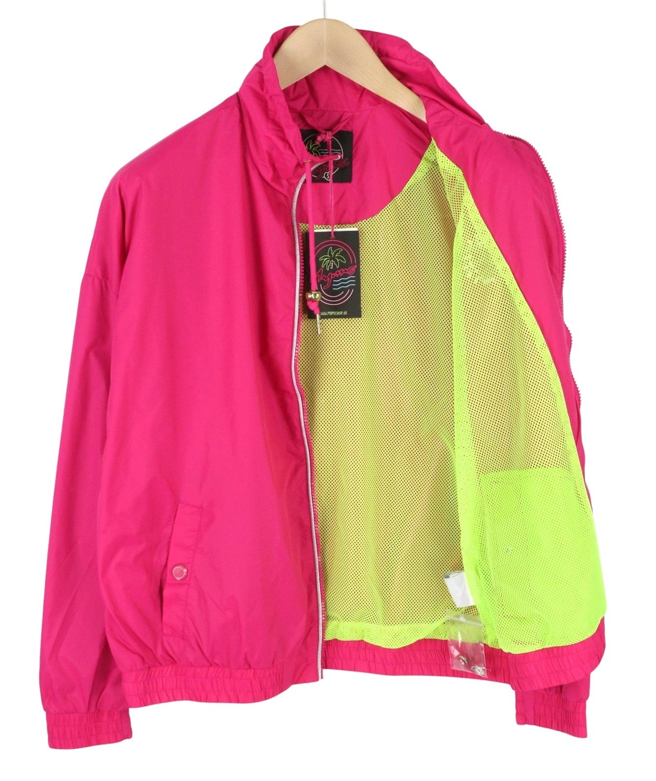 MYMO Women Jacket S Pink Mesh Lined High Neck Pocket Detail Lightweight