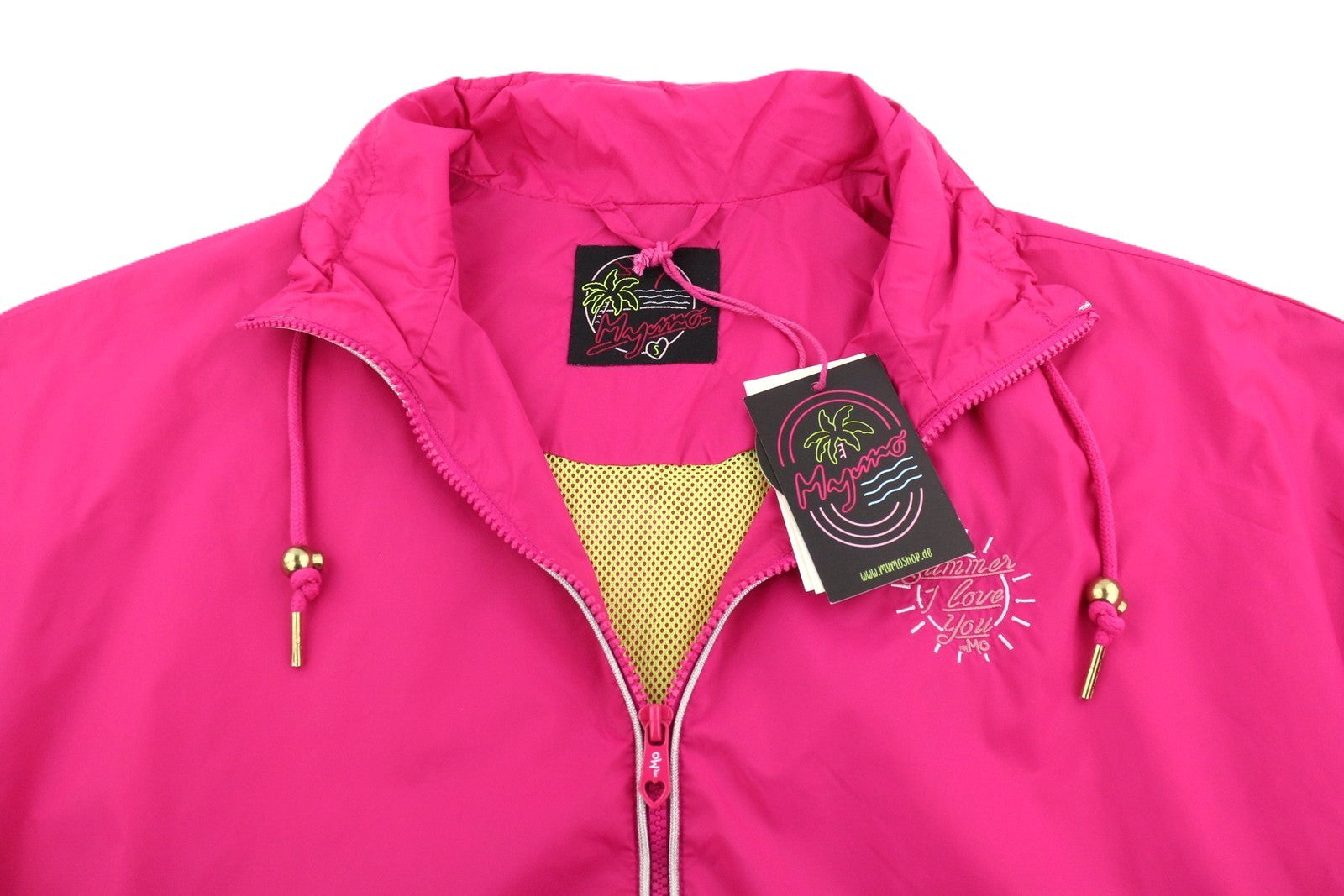MYMO Women Jacket S Pink Mesh Lined High Neck Pocket Detail Lightweight
