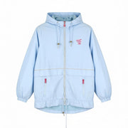 MYMO Women Jacket XS Light Blue Hooded Drawstring Waist Light Parka
