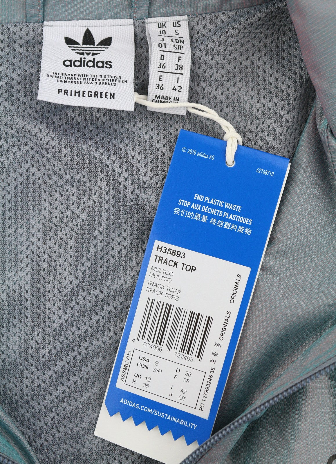 ADIDAS Adicolor Iridescent Track Women Jacket S Prime Green Cropped Shine