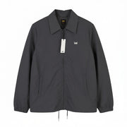 LEE Men Jacket S Washed Black Spread Collar Full Zip Light Unlined