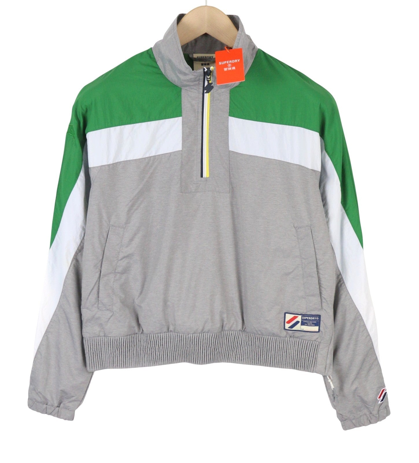 SUPERDRY Dolman Overhead Track Women Jacket M Grey Marl Half Zip Anorak
