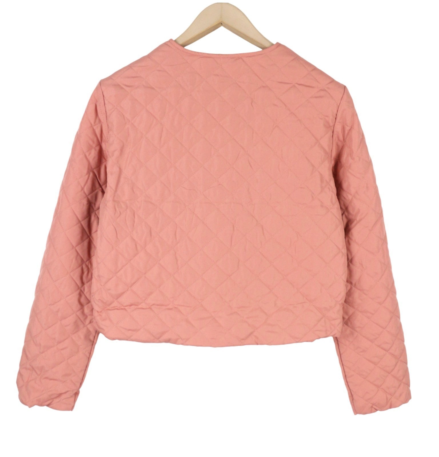 VILA Sassy Women Jacket EU42 Pink Quilted Padded Asymmetric Zip Light