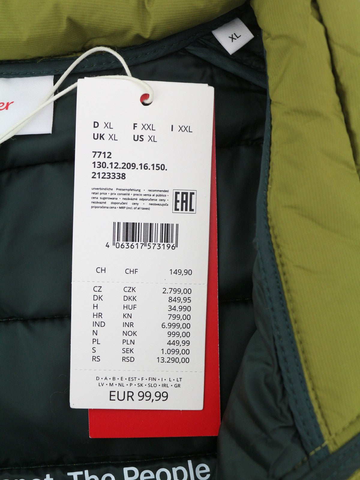 S.OLIVER Men Jacket XL Green High Neck Quilted Padded Full Zip Light