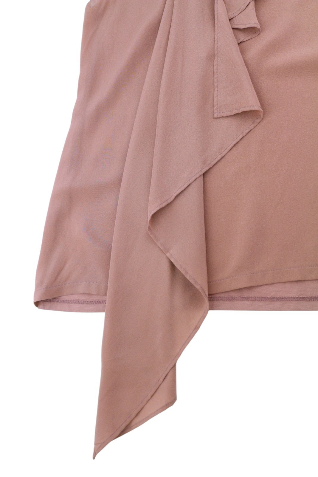 MAX MARA Women T-Shirt M Pink Silk Ruffled Front Round Neck Sleeveless