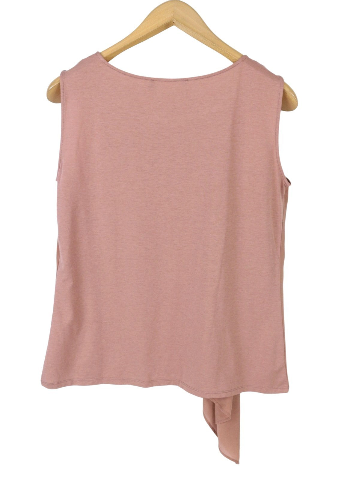 MAX MARA Women T-Shirt S Pink Silk Ruffled Front Round Neck Sleeveless