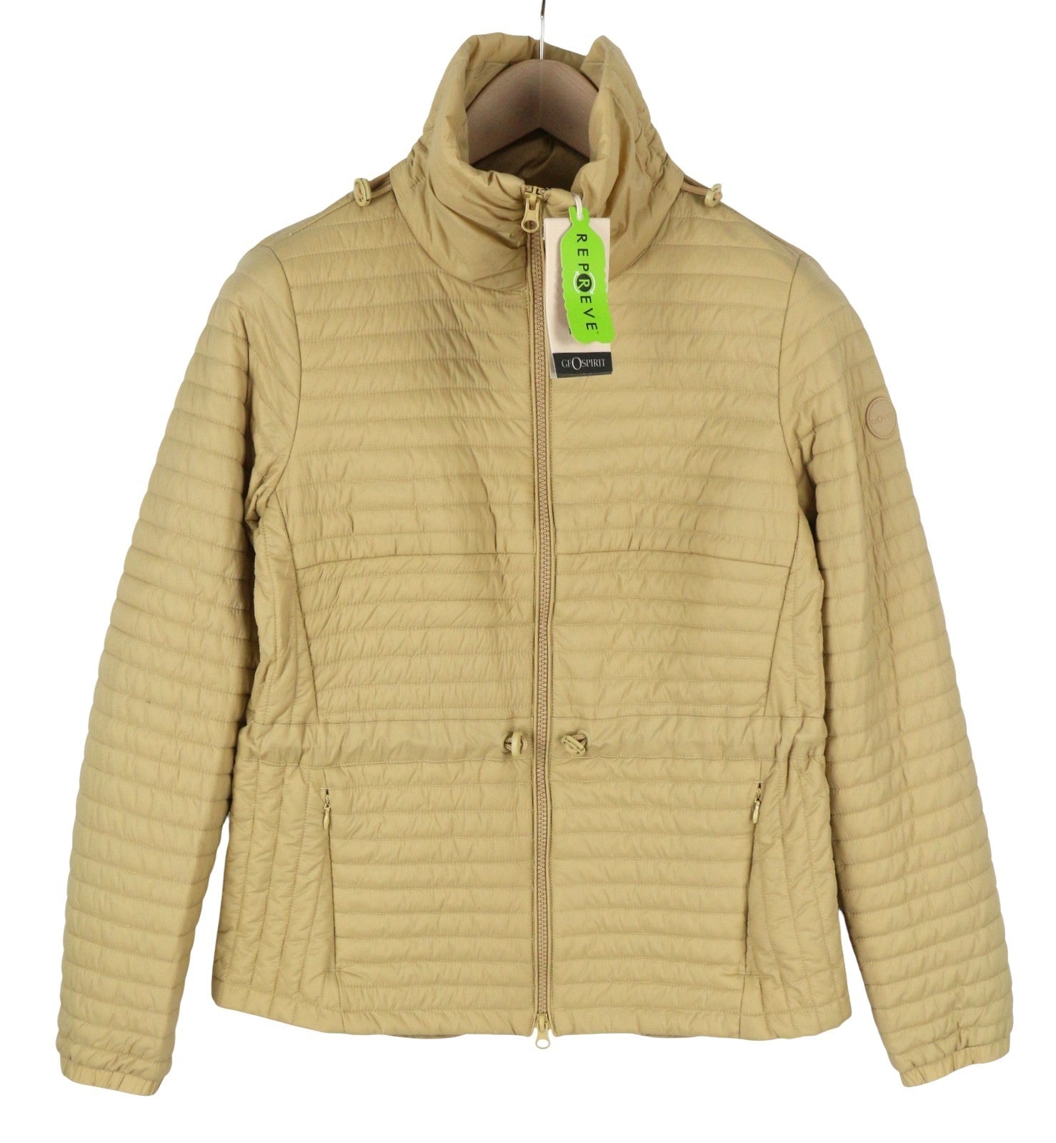 GEOSPIRIT Camomilla Women Jacket 42 Beige Drawstring Waist Light High Neck
