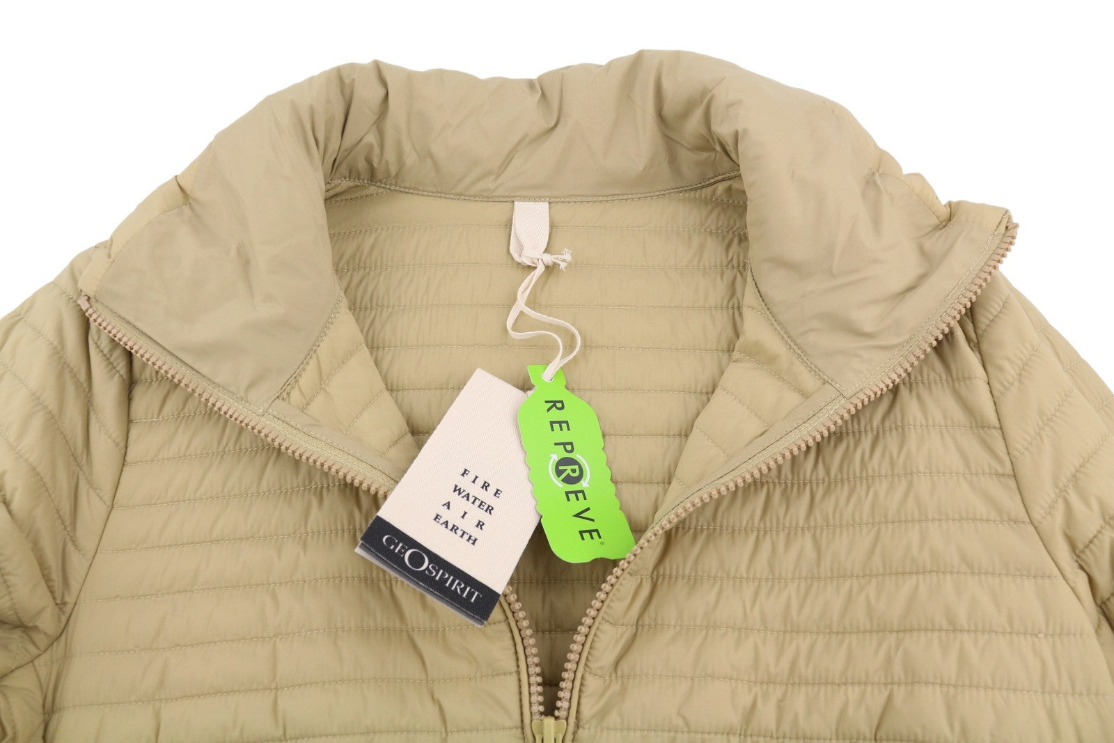 GEOSPIRIT Camomilla Women Jacket 42 Beige Drawstring Waist Light High Neck