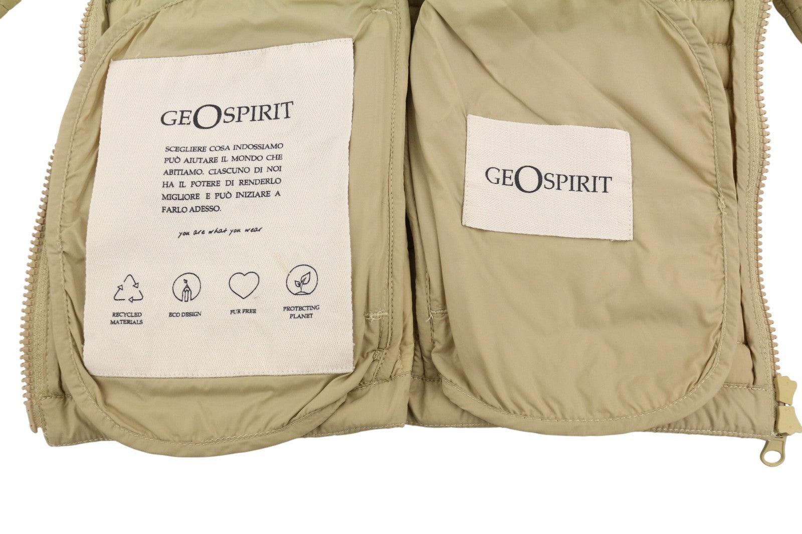 GEOSPIRIT Camomilla Women Jacket 42 Beige Drawstring Waist Light High Neck