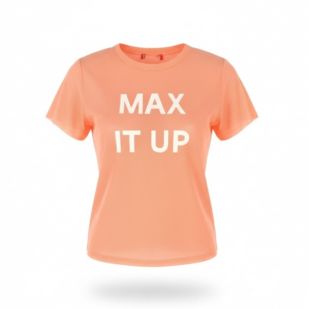 MAX&CO. Women T-Shirt XS Coral Pink Mesh Transparent Oversized Short Sleeved