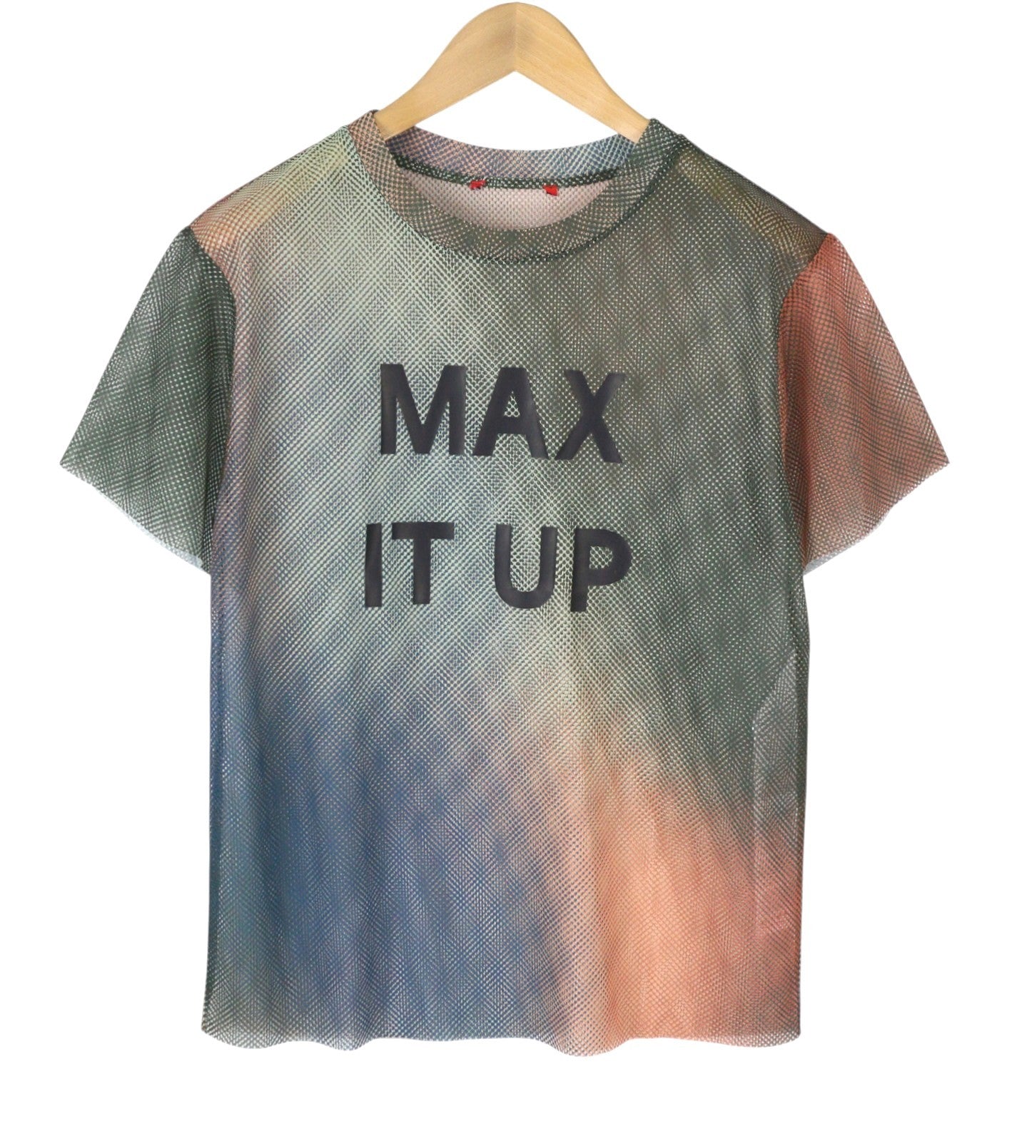MAX&CO. Women T-Shirt XS Multicolor Mesh Transparent Oversized Short Sleeve