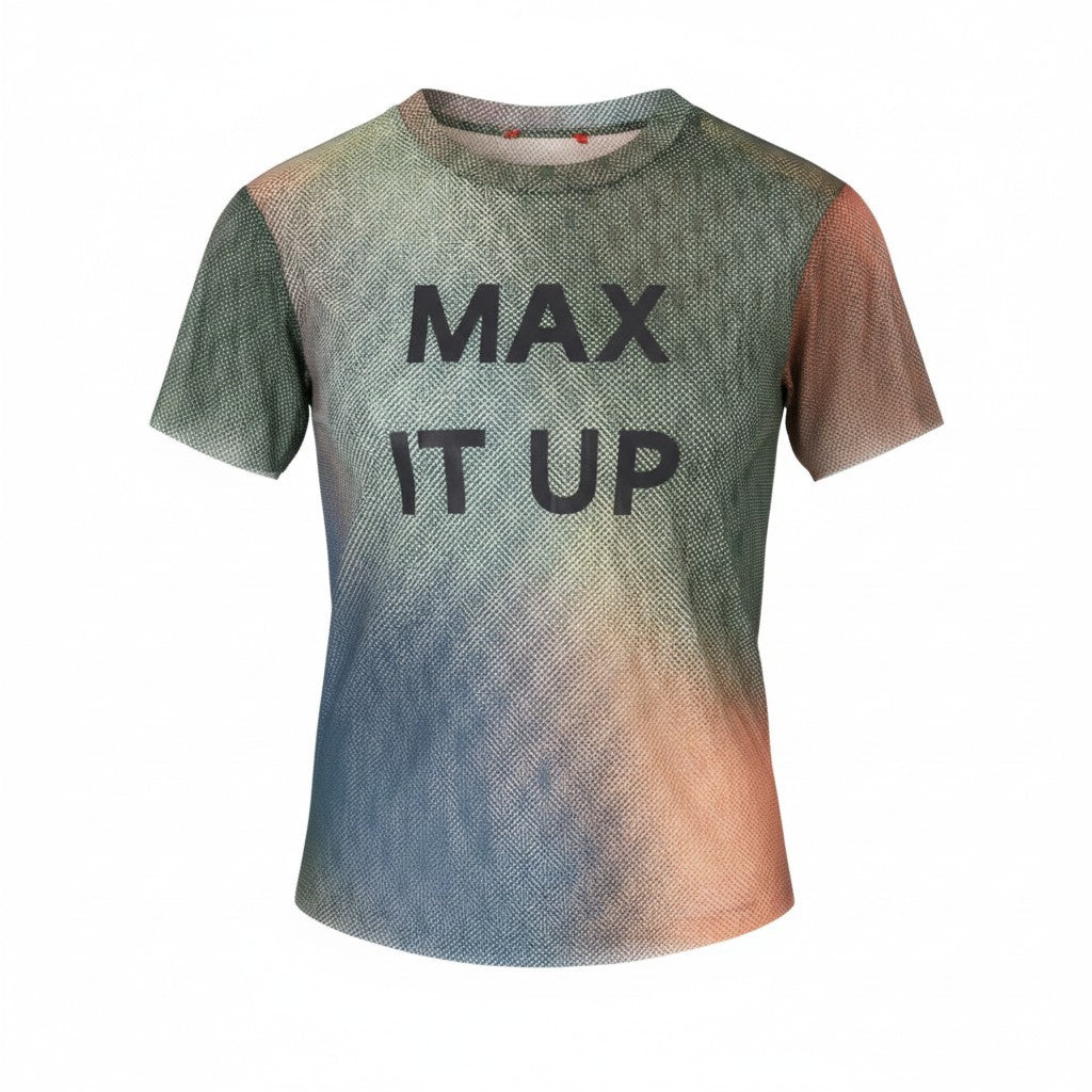 MAX&CO. Women T-Shirt XS Multicolor Mesh Transparent Oversized Short Sleeve
