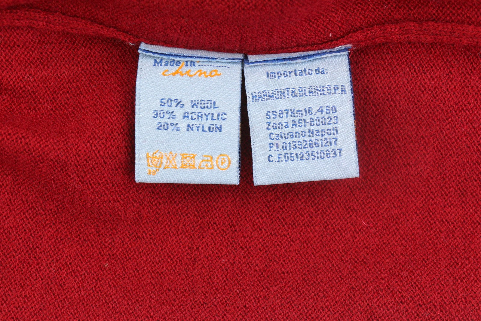 HARMONT & BLAINE Men Jumper M Red Wool Blend Tight Knit Print Pull On