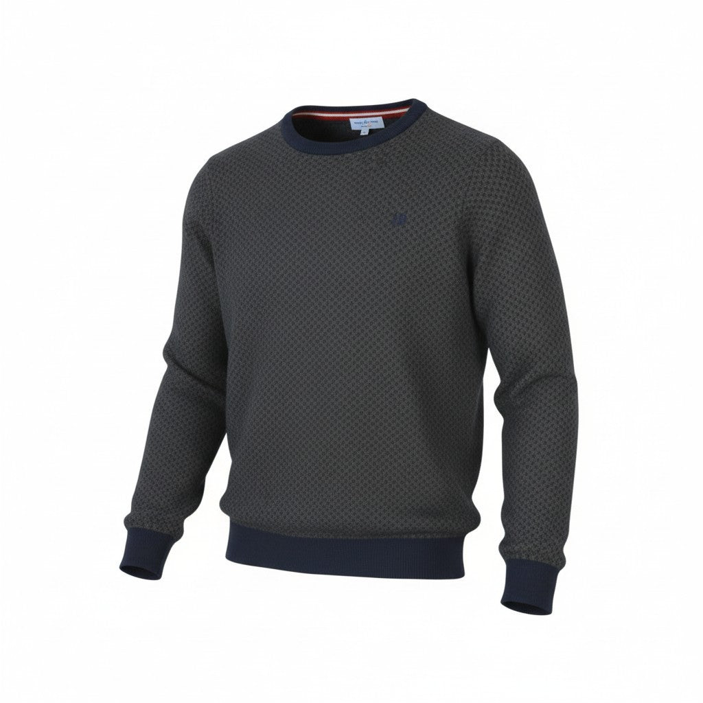 HARMONT & BLAINE Men Jumper S Grey Patterned Cashmere Wool Blend Pull On