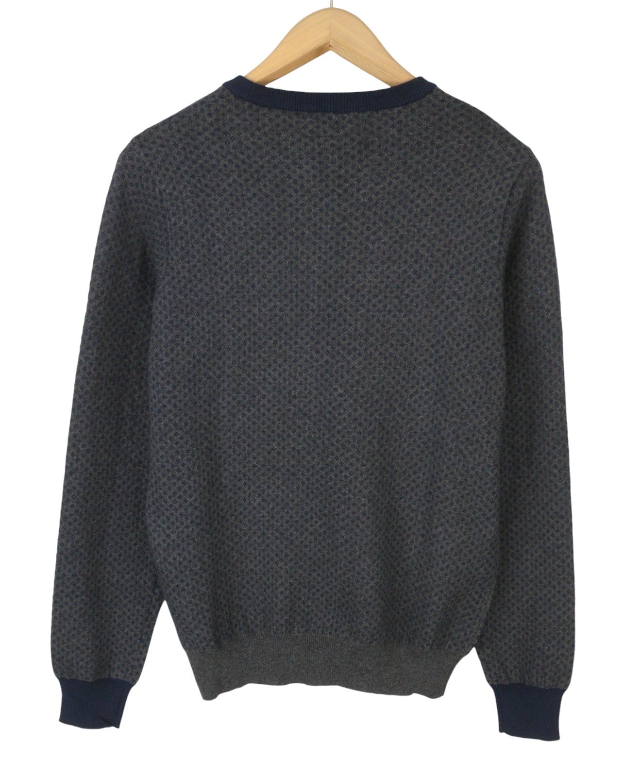 HARMONT & BLAINE Men Jumper S Grey Patterned Cashmere Wool Blend Pull On