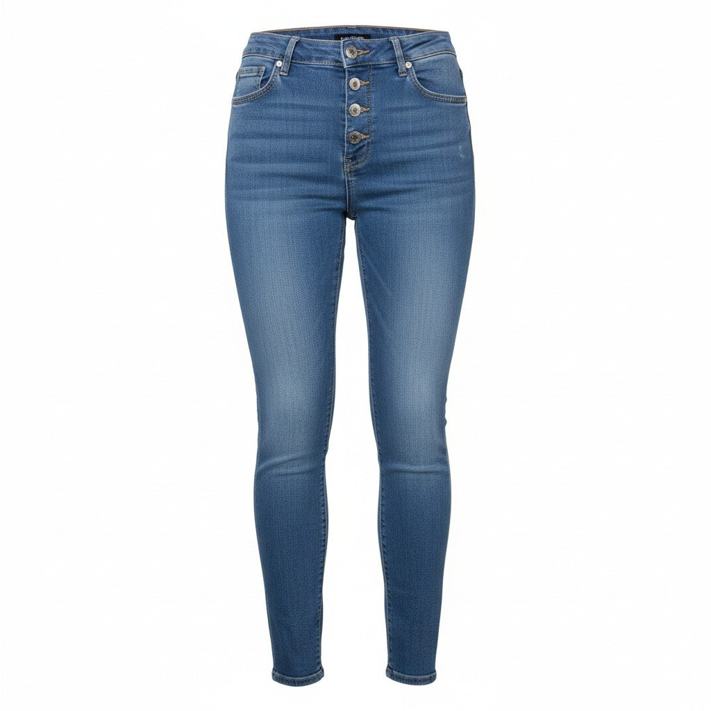VERO MODA Tanya Women Jeans EU36 Blue Whiskers Faded Button Fly Skinny Fit