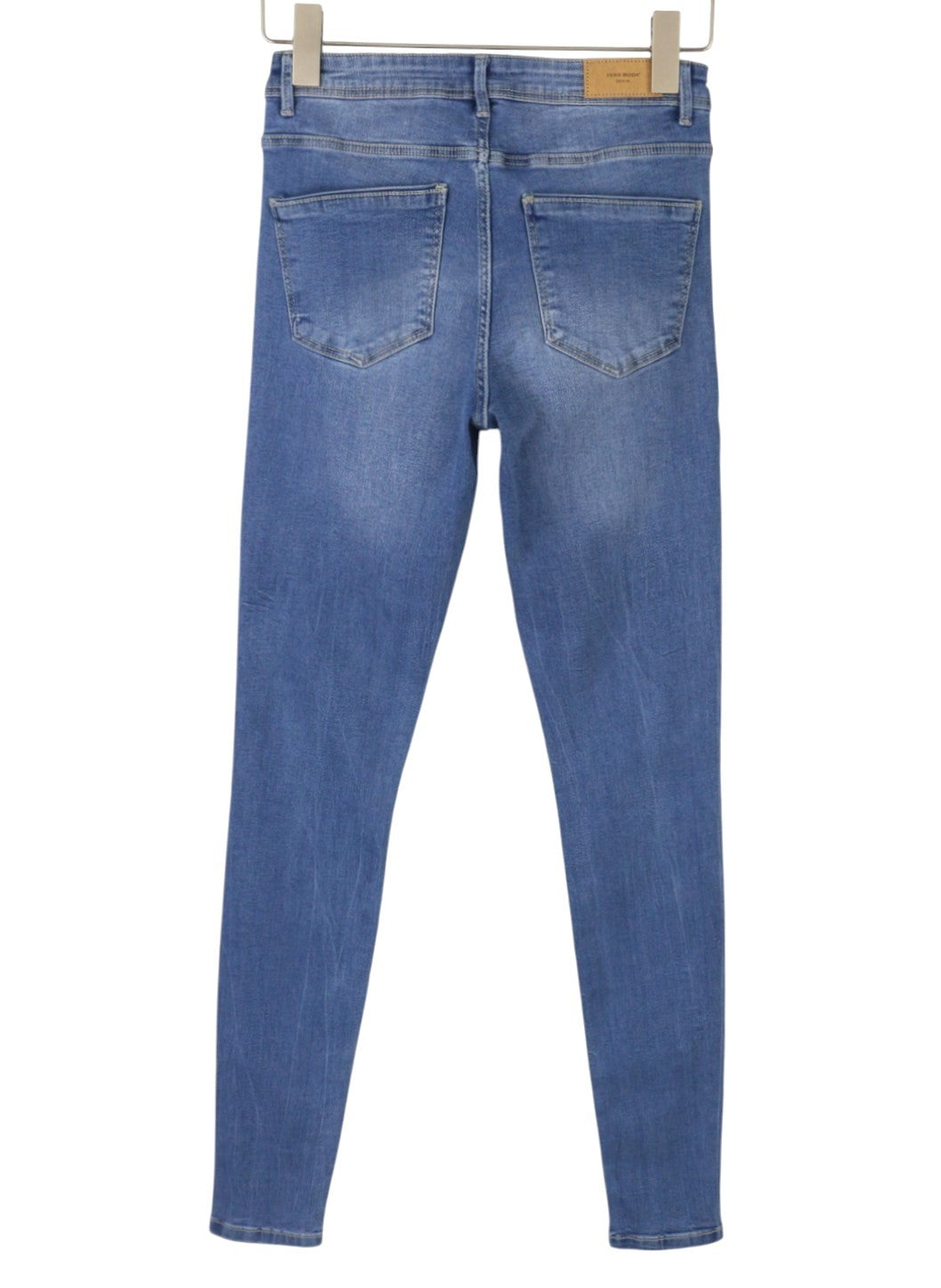 VERO MODA Tanya Women Jeans EU36 Blue Whiskers Faded Button Fly Skinny Fit