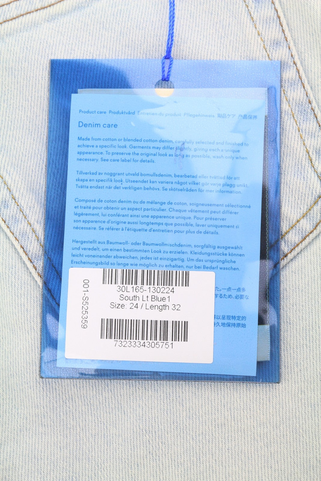 ACNE STUDIOS Bla Konst South LT Blue Women Jeans W24/L32 Blue Whiskers Faded