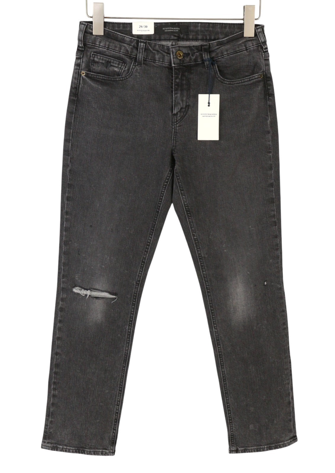 SCOTCH & SODA Supreme Women Jeans W29/L30 Black Faded Distress Slim Straight Fit