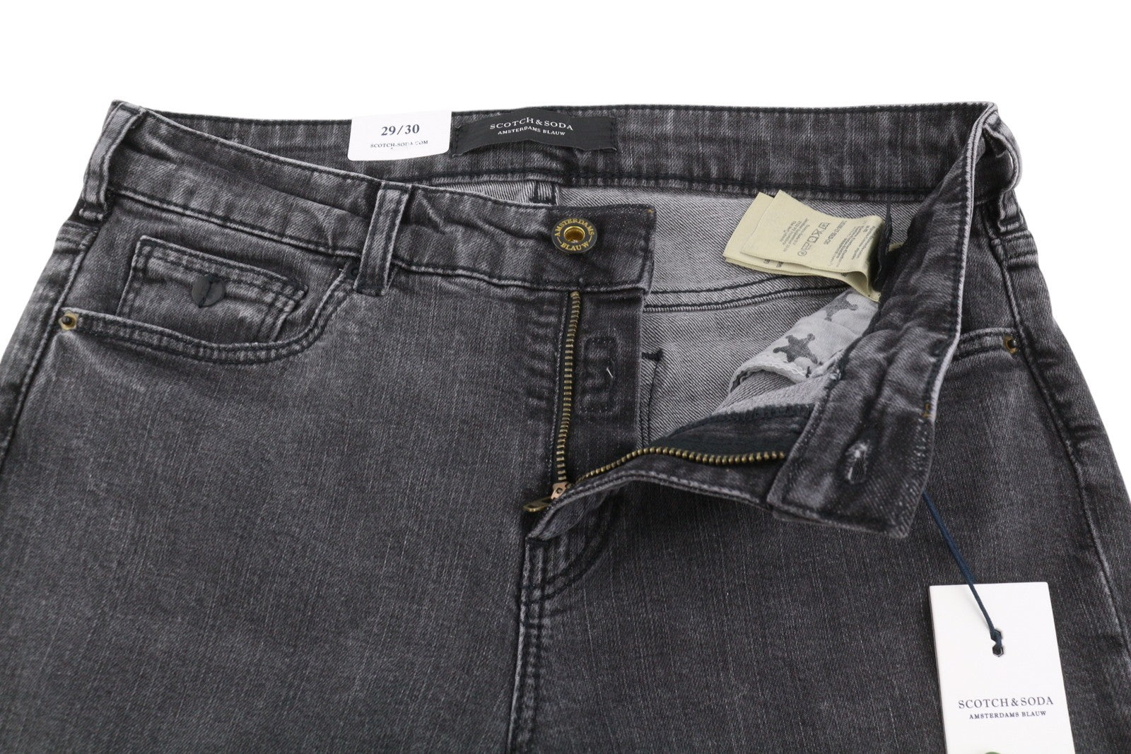 SCOTCH & SODA Supreme Women Jeans W29/L30 Black Faded Distress Slim Straight Fit