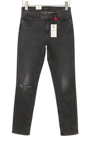 SCOTCH & SODA Supreme Women Jeans W28/L34 Black Faded Distress Slim Straight Fit
