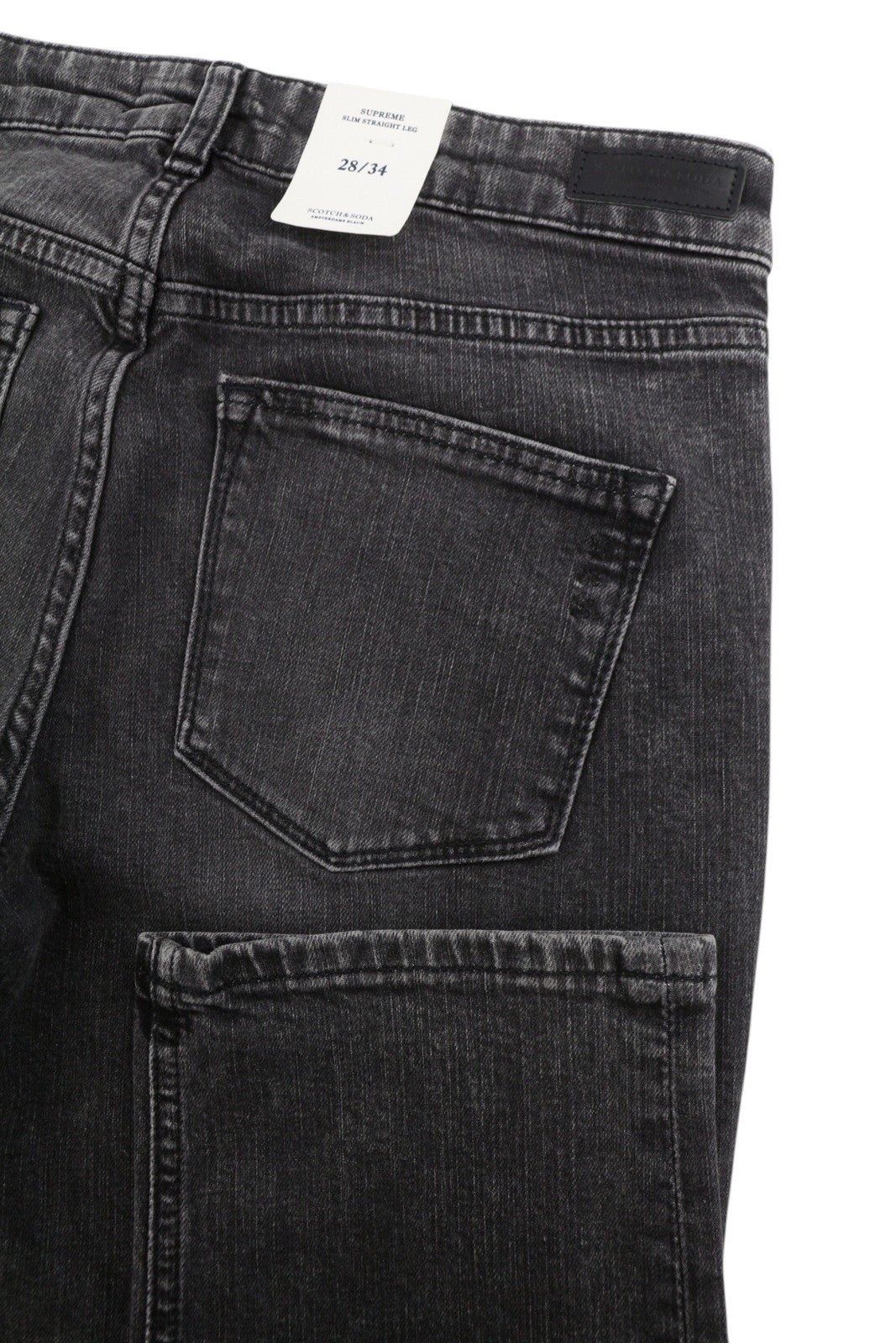 SCOTCH & SODA Supreme Women Jeans W28/L34 Black Faded Distress Slim Straight Fit