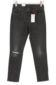 SCOTCH & SODA Supreme Women Jeans W29/L32 Black Faded Distress Slim Straight Fit