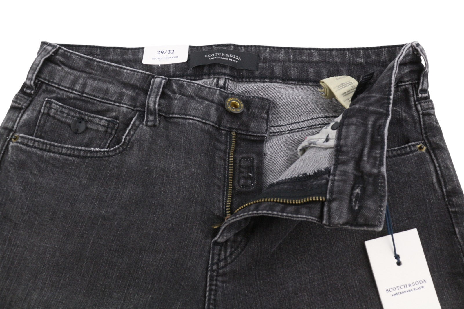 SCOTCH & SODA Supreme Women Jeans W29/L32 Black Faded Distress Slim Straight Fit