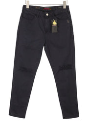 MAISON SCOTCH Women Jeans W27/L34 Black Slim Boyfriend Distress Ripped Cropped