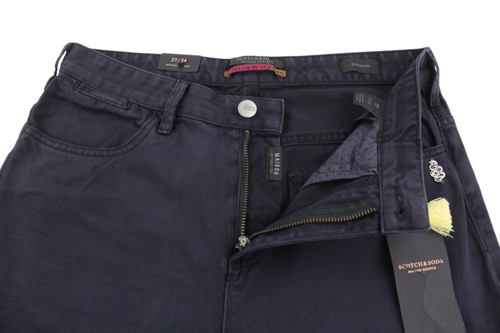 MAISON SCOTCH Women Jeans W27/L34 Black Slim Boyfriend Distress Ripped Cropped