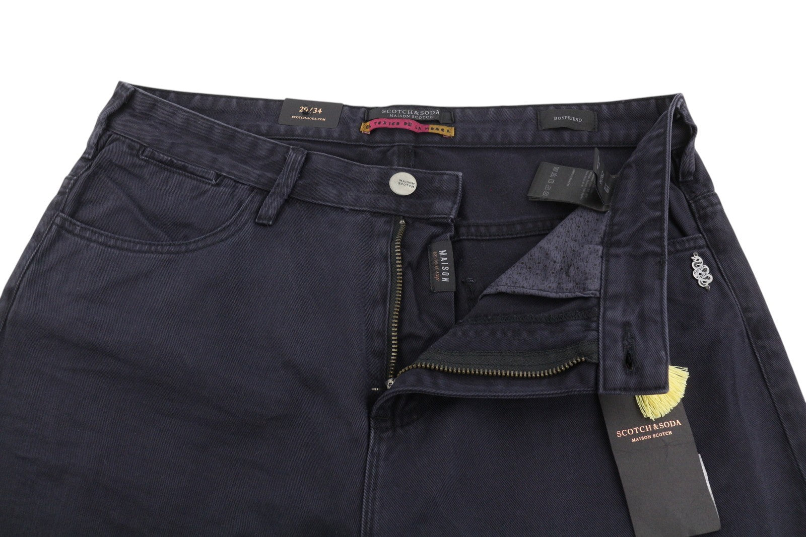 MAISON SCOTCH Women Jeans W29/L34 Black Slim Boyfriend Distress Ripped Cropped