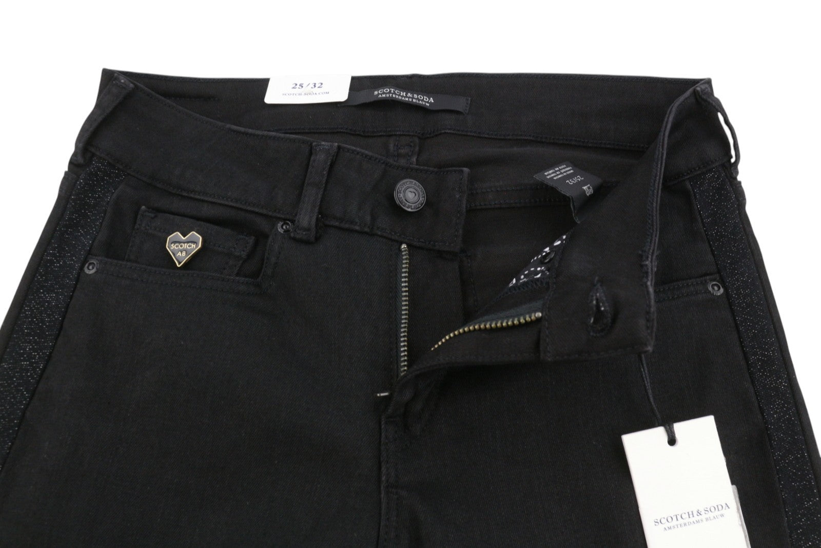 MAISON SCOTCH La Bohemienne Women Jeans W25/L32 Black Mid Rise Skinny Fit