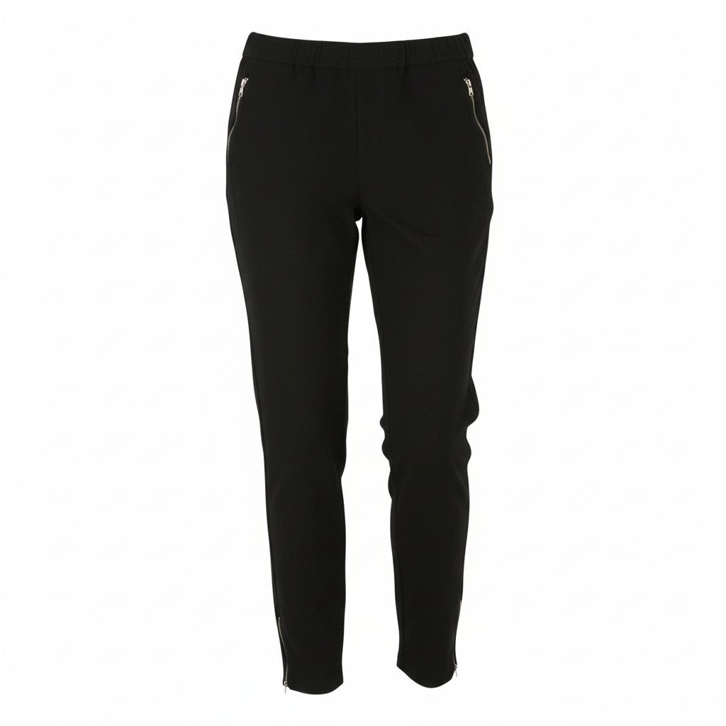 MAISON SCOTCH Women Trousers XS Black Elastic Waist Zip Hems Skinny Fit