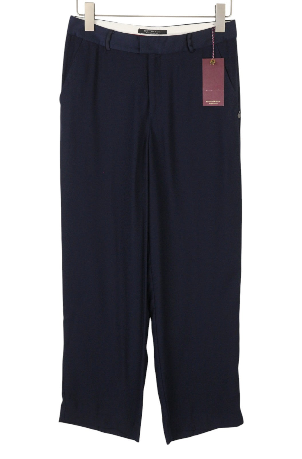 MAISON SCOTCH Women Trousers S Dark Blue Flared Leg Zip Fly Casual