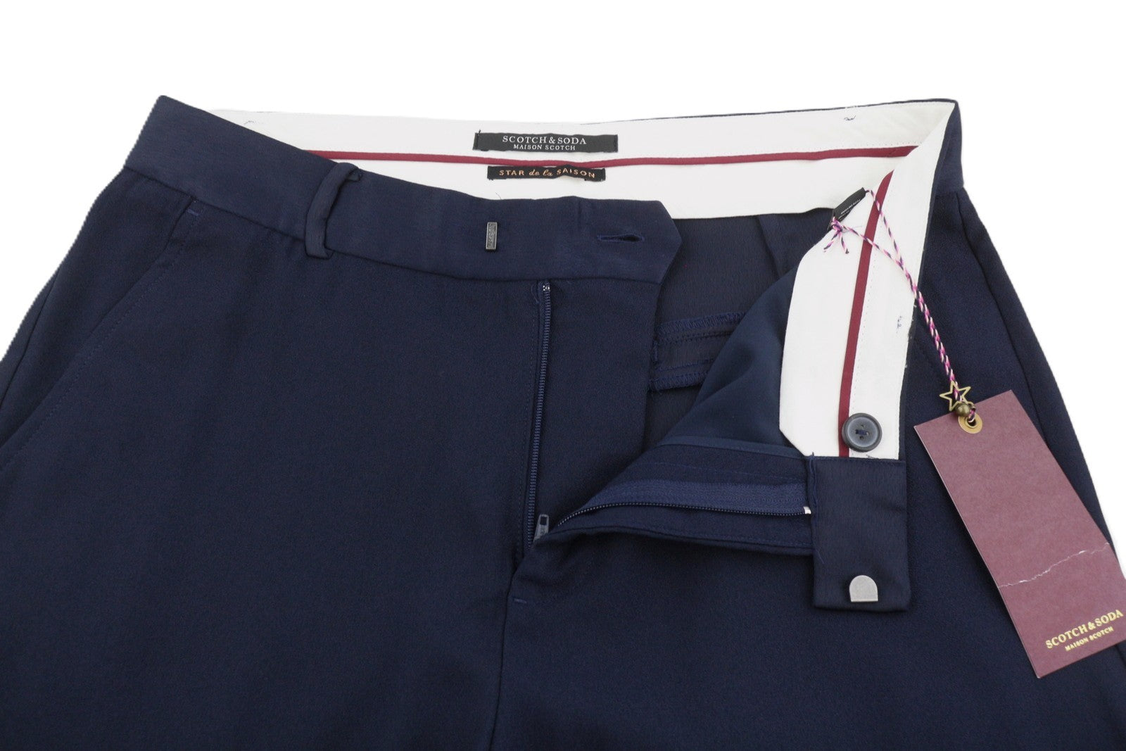MAISON SCOTCH Women Trousers S Dark Blue Flared Leg Zip Fly Casual