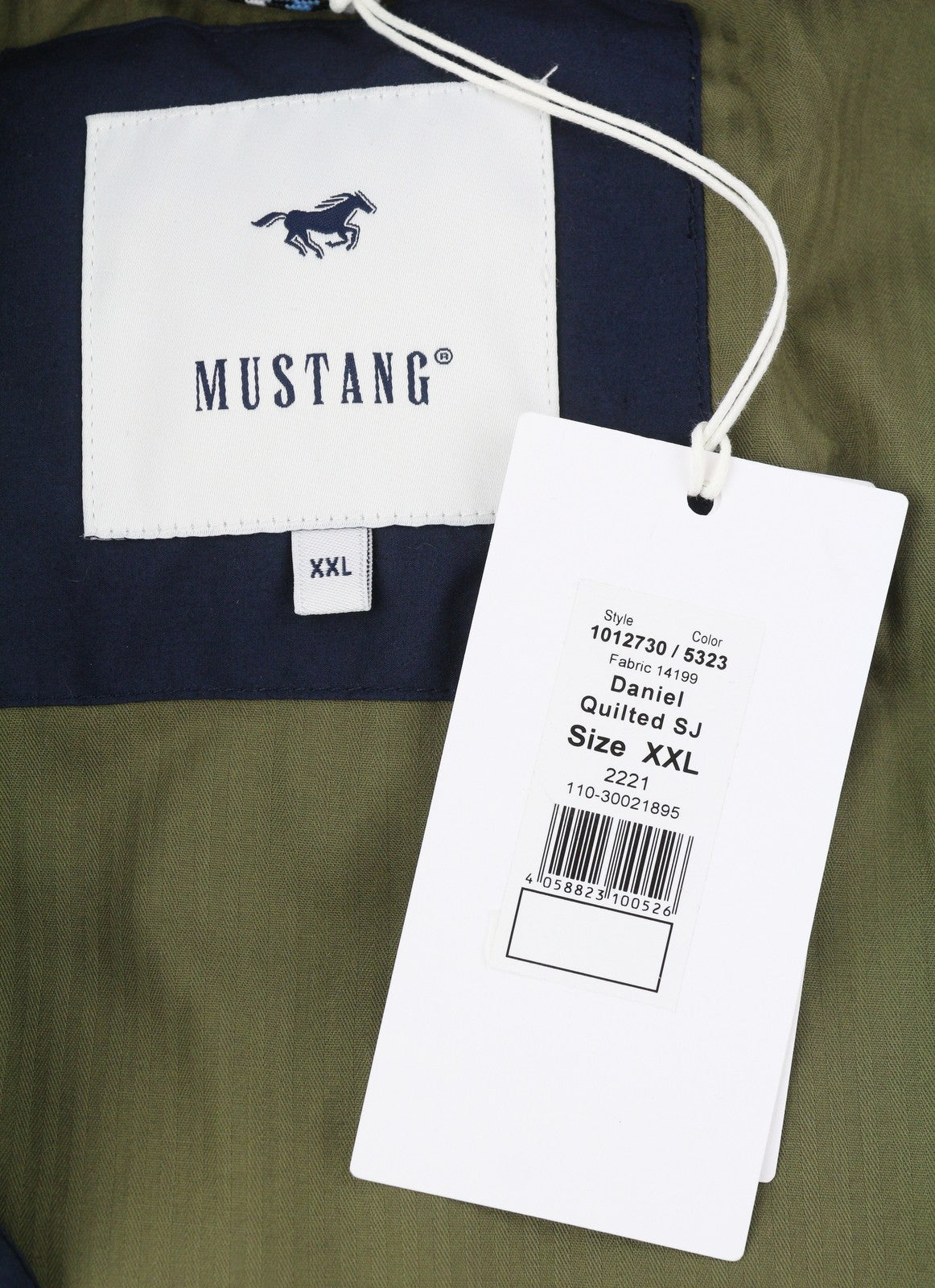 MUSTANG Daniel Quilted SJ Men Jacket 2XL Dark Blue Snap Neck Quilted