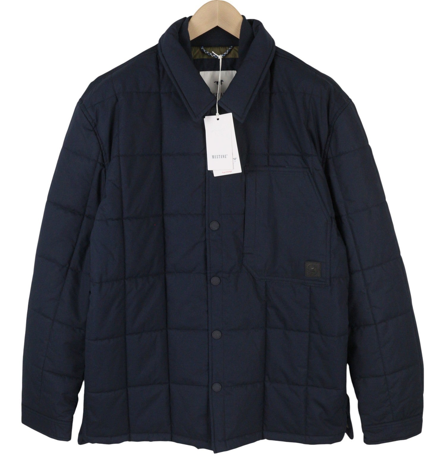 MUSTANG Daniel Quilted SJ Men Jacket 2XL Dark Blue Snap Neck Quilted