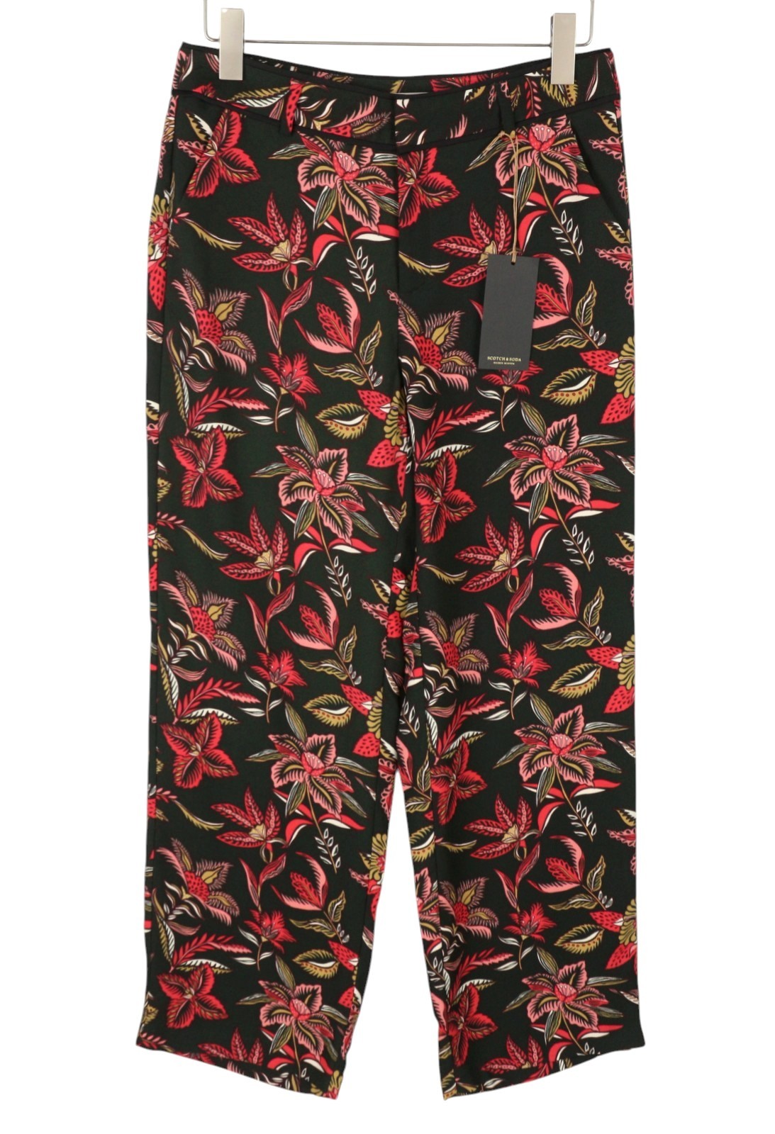 MAISON SCOTCH Women Trousers M Multicolored Floral Print Straight Fit Zipper