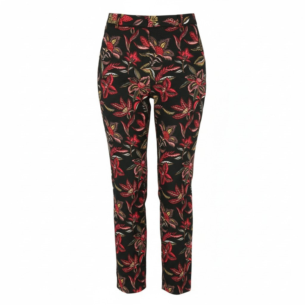MAISON SCOTCH Women Trousers M Multicolored Floral Print Straight Fit Zip Fly