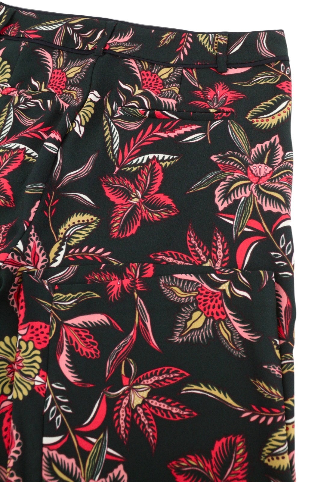 MAISON SCOTCH Women Trousers M Multicolored Floral Print Straight Fit Zip Fly