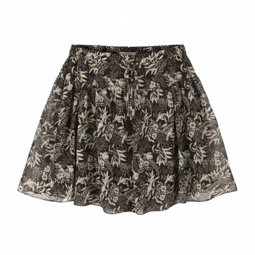 MAISON SCOTCH Women Skirt XL Brown Flower Print Elastic Print Mini